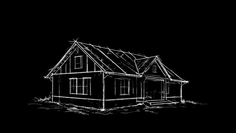 Architectural house sketch illustration 2